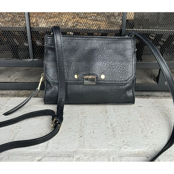 Handbags - Sole Society  Black Pebbled Leather With Gold Tone Adjustable Strap‎ Crossbody